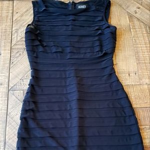 Adrianna Papell fitted black dress.